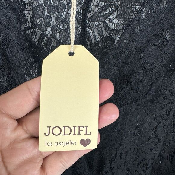 Jodifl Black Lace Tunic Blouse V-Neck Size S Bell Sleeve Witchy Goth Romantic - Picture 5 of 8